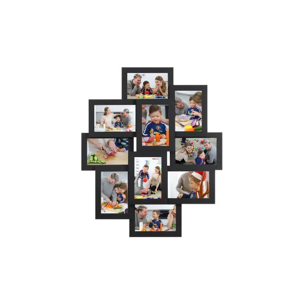 10 Cadres Photo Noir Pêle-mêle Mural Capacité 10 Photos de 10 x 15 cm