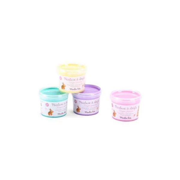 4 pots de peinture à doigts pastel Les Rosalies - Moulin Roty