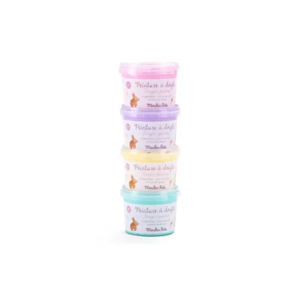 4 pots de peinture à doigts pastel Les Rosalies - Moulin Roty