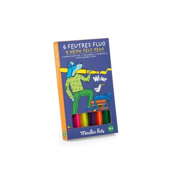 6 feutres fluo Les Loufoques - Moulin Roty
