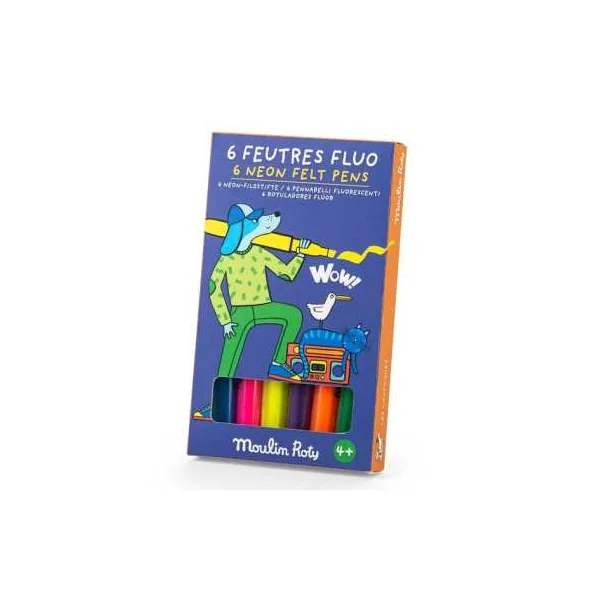 6 feutres fluo Les Loufoques - Moulin Roty