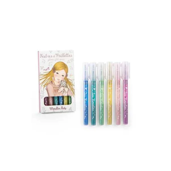 6 feutres à paillettes Les Rosalies - Moulin Roty