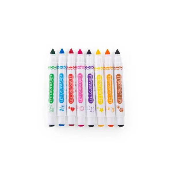 8 feutres tampons 2 en 1 Les Loufoques - Moulin Roty