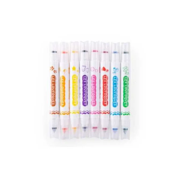 8 feutres tampons 2 en 1 Les Loufoques - Moulin Roty