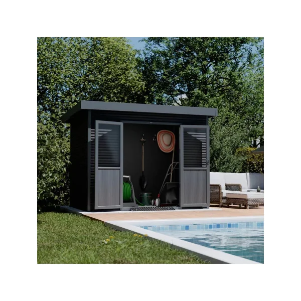 Abri de Jardin en Bois Composite 7,49m² Rangement Outillage de Jardin Chalet en Composite Cabanon