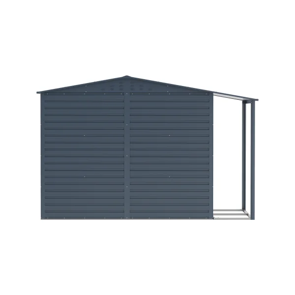 Abri de Jardin Métal ALPINE Anthracite 4,78m² + Kit Fondation + Appenti