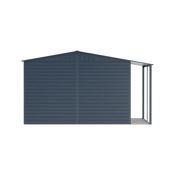 Abri de Jardin Métal ALPINE Anthracite 9,75m² + Kit Fondation + Appenti
