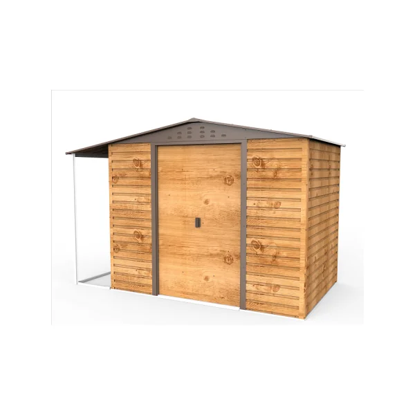 Abri de Jardin Métal ALPINE Imitation Bois 4,78m² + Kit Fondation + Appenti