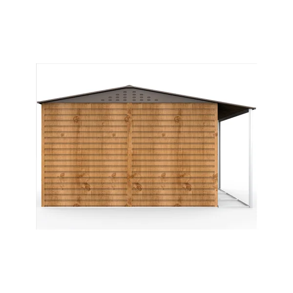 Abri de Jardin Métal ALPINE Imitation Bois 7,81m² + Kit Fondation + Appenti
