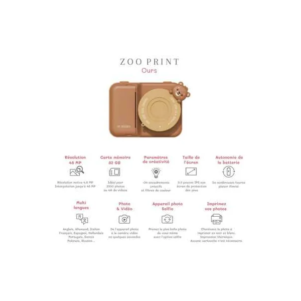 Appareil photo Ours Zoo Print - The Zoofamily