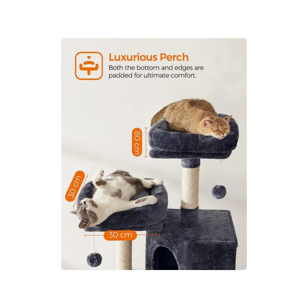 Arbre à Chat 115 cm Gris Anthracite Tour Poteaux à Gratter
