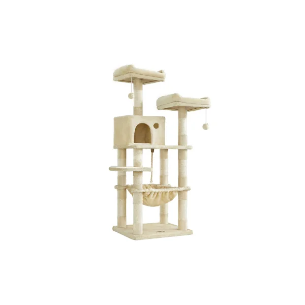 Arbre à Chat 143 cm Beige avec Niche