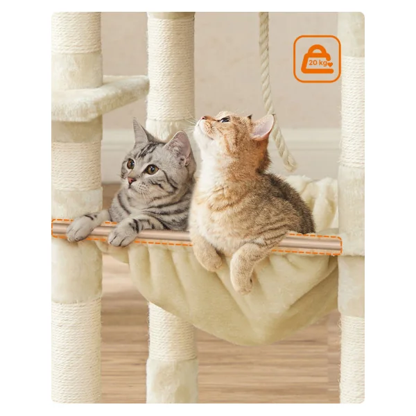 Arbre à Chat 143 cm Beige avec Niche
