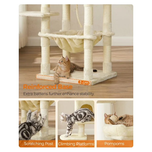 Arbre à Chat 143 cm Beige avec Niche