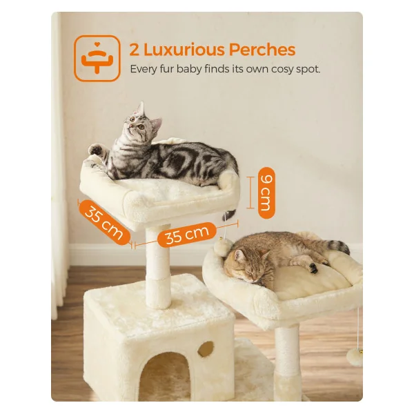 Arbre à Chat 143 cm Beige avec Niche