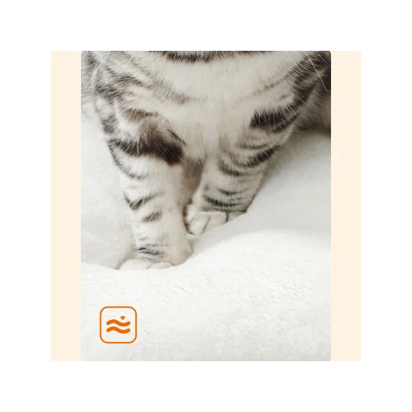 Arbre à chat 86 cm Grège et Blanc 3 Plate-formes et 1 Grotte Placage Bois
