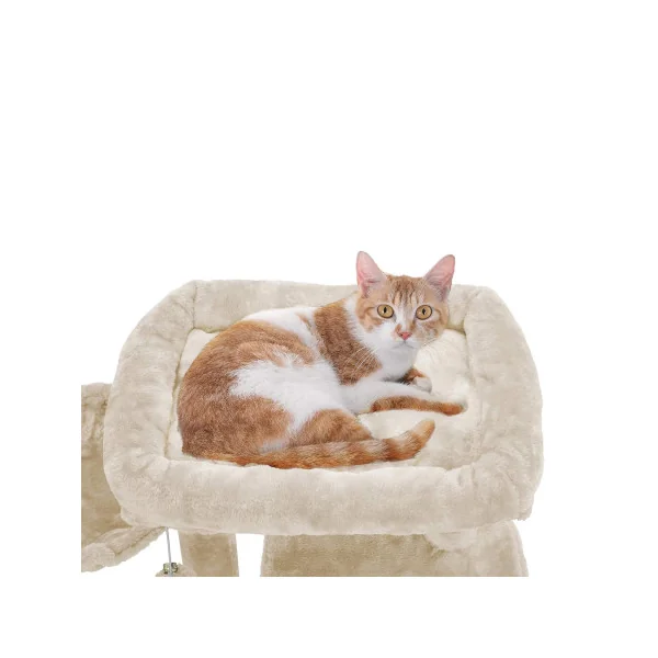 Arbre à Chat 96 cm Beige Niche Chat Poteaux en Sisal