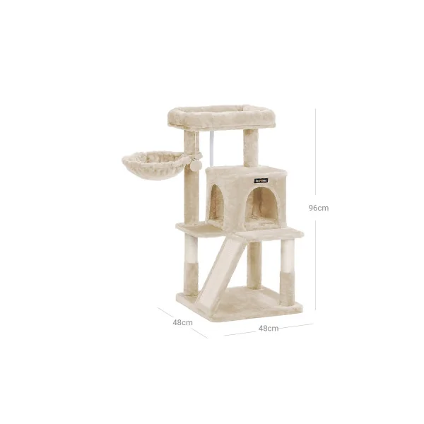 Arbre à Chat 96 cm Beige Niche Chat Poteaux en Sisal