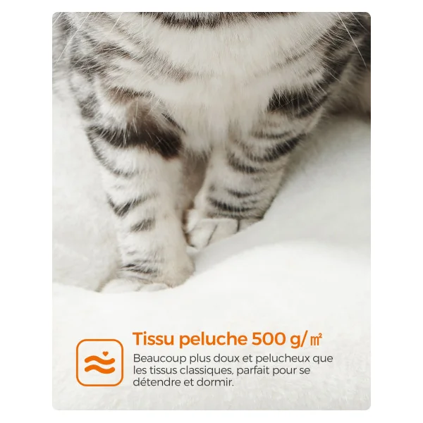 Arbre à Chat Blanc et Marron Rustique 138 cm Tour de Jeux Chaton avec Niche