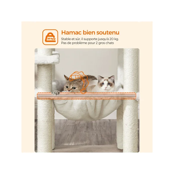 Arbre à Chat Tour de Jeu 138 cm avec Niche Marron Rustique