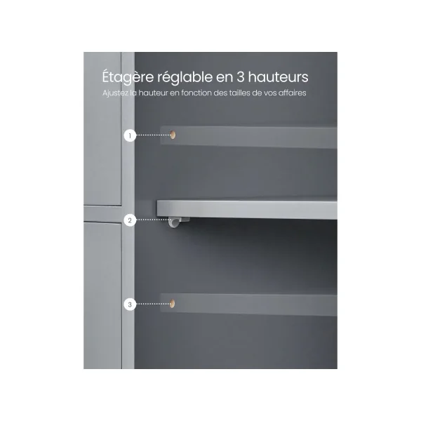 Armoire 4 tiroirs 1 Placard Gris Meuble de Salle de Bain sur Pied Meuble de Rangement Salon Chambre