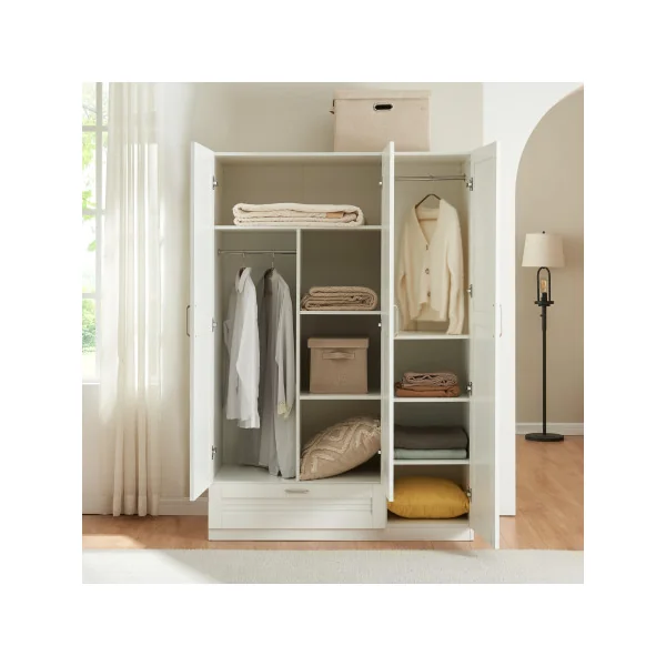 Armoire Blanche avec Penderie 1 Etagères 1 Tiroir 120 x 52 x 176 cm