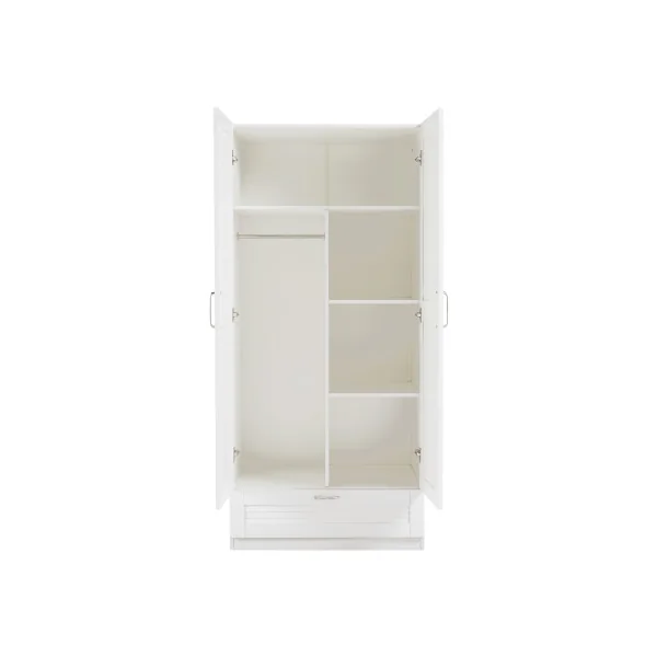 Armoire Blanche avec Penderie 4 Etagères 1 Tiroir 80 x 52 x 176 cm