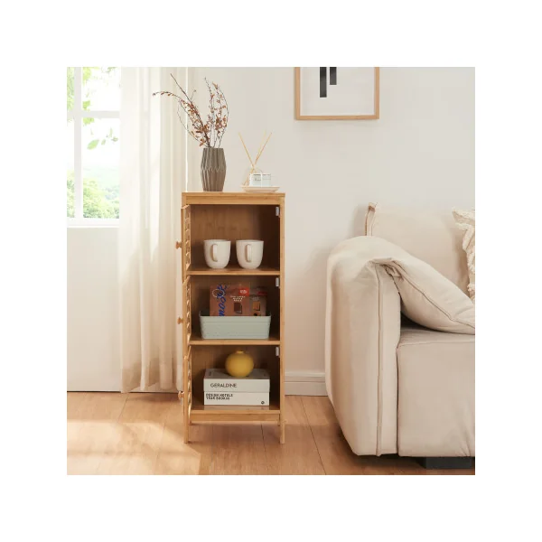 Armoire d'Appoint en Bambou 33 x 27 x 82 cm Meuble Rangement en Bambou