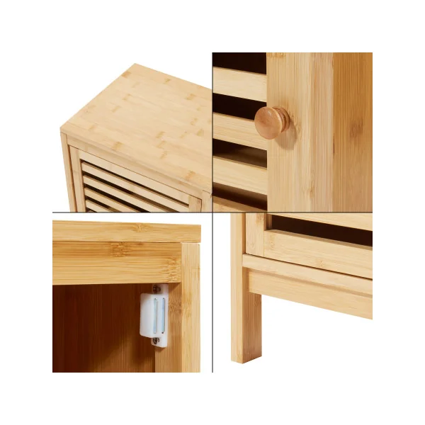 Armoire d'Appoint en Bambou 33 x 27 x 82 cm Meuble Rangement en Bambou