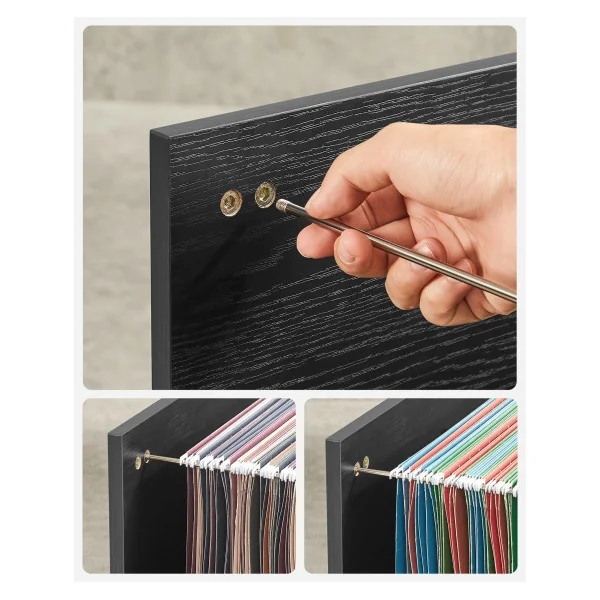 Armoire de Bureau à Fichiers Caisson de Bureau Mobile avec 3 Tiroirs Noir Boisé