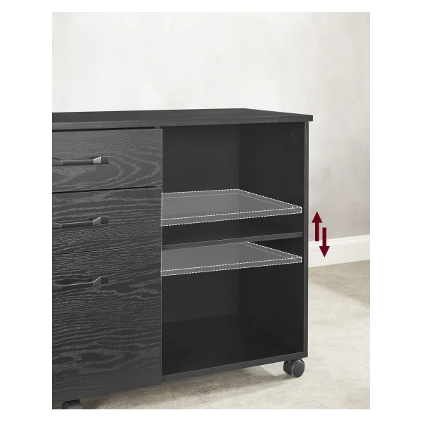 Armoire de Bureau à Fichiers Caisson de Bureau Mobile avec 3 Tiroirs Noir Boisé