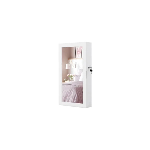 Armoire Murale Blanche à Bijoux avec Miroir