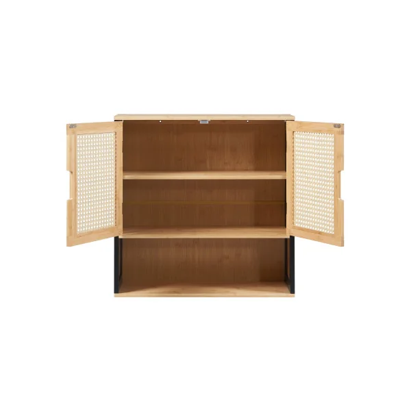 Armoire Murale Salle de Bain 60 x 20 x 60 cm Noir Rotin 2 Portes