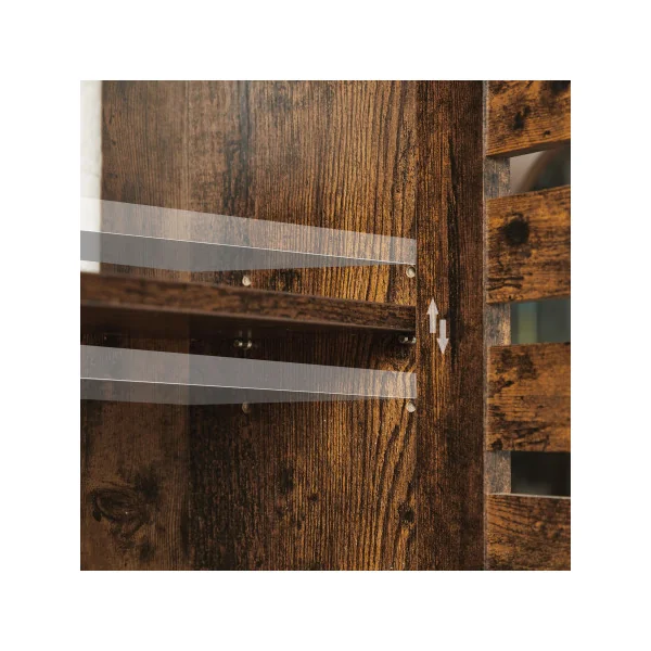 Armoire Murale Salle de Bain Marron Rustique Placard Toilette Meuble de Rangement Suspendu
