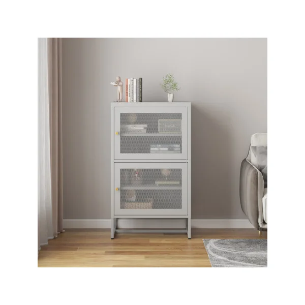 Armoire Métallique 60 x 40 x 102 cm Gris Meuble Rangement en Métal