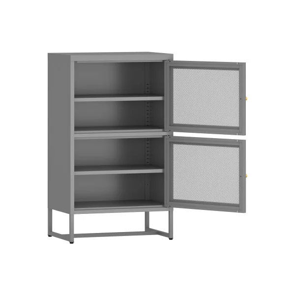 Armoire Métallique 60 x 40 x 102 cm Gris Meuble Rangement en Métal