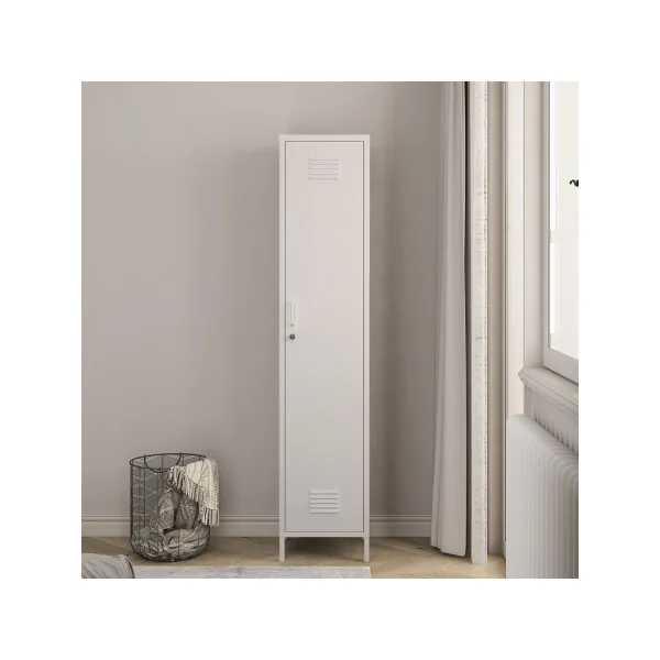 Armoire Métallique Blanche 38 x 38 x 180 cm Armoire de Bureau en Métal Meuble Rangement