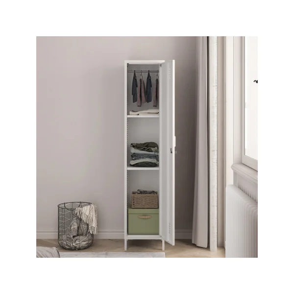 Armoire Métallique Blanche 38 x 38 x 180 cm Armoire de Bureau en Métal Meuble Rangement