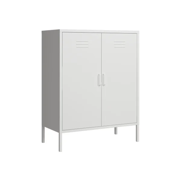 Armoire Métallique Blanche 80 x 40 x 102 cm Meuble Rangement en Métal Bureau Salon