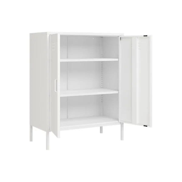Armoire Métallique Blanche 80 x 40 x 102 cm Meuble Rangement en Métal Bureau Salon