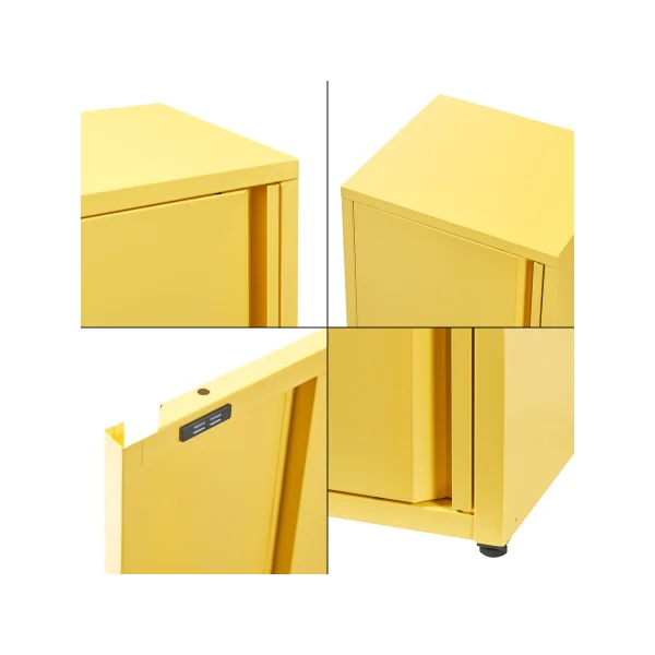 Armoire Métallique Jaune 40 x 35 x 88 cm Armoire de Bureau en Métal Meuble Rangement