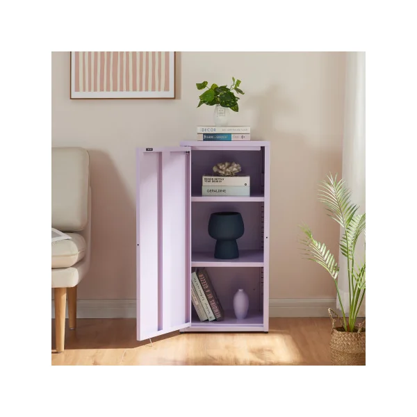 Armoire Métallique Violette 40 x 35 x 88 cm Armoire de Bureau en Métal Meuble Rangement