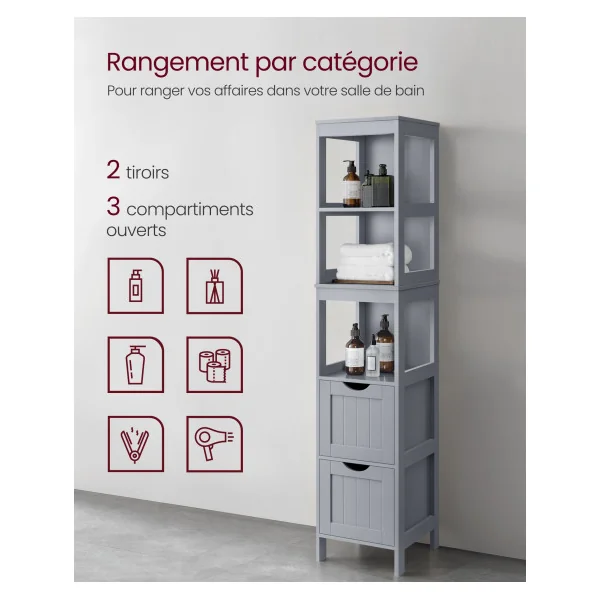 Armoire Salle de Bain Gris Tourterelle Colonne Salle de Bain avec Rangement