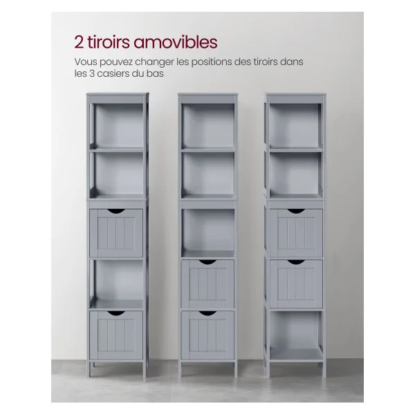 Armoire Salle de Bain Gris Tourterelle Colonne Salle de Bain avec Rangement