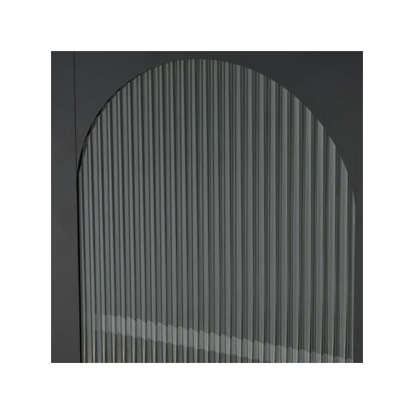 Armoire Vitrée Acier Noir Verre Strié 43 x 40 x 102 cm Meuble Rangement Moderne