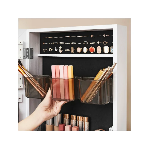 Armoire à Bijoux Blanche Grand Miroir Organisateur de Bijoux sur Pieds