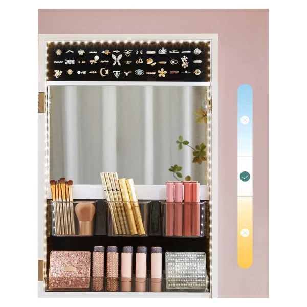 Armoire à Bijoux Murale Organisateur Bijoux avec Lumières LED 2 Tiroirs