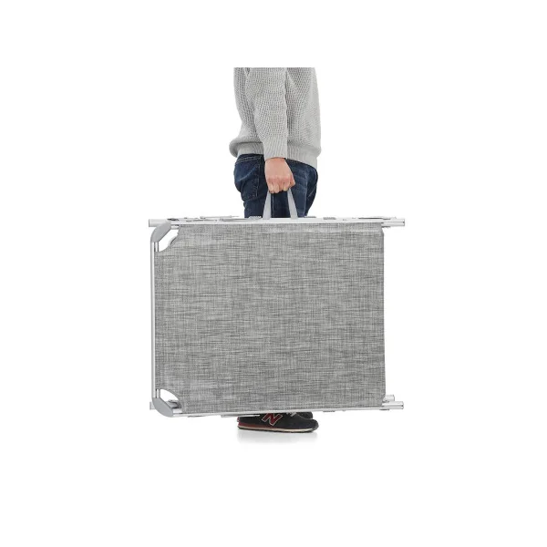 Bain de Soleil Transat de Relaxation Chaise Longue Gris Chiné avec Parasol