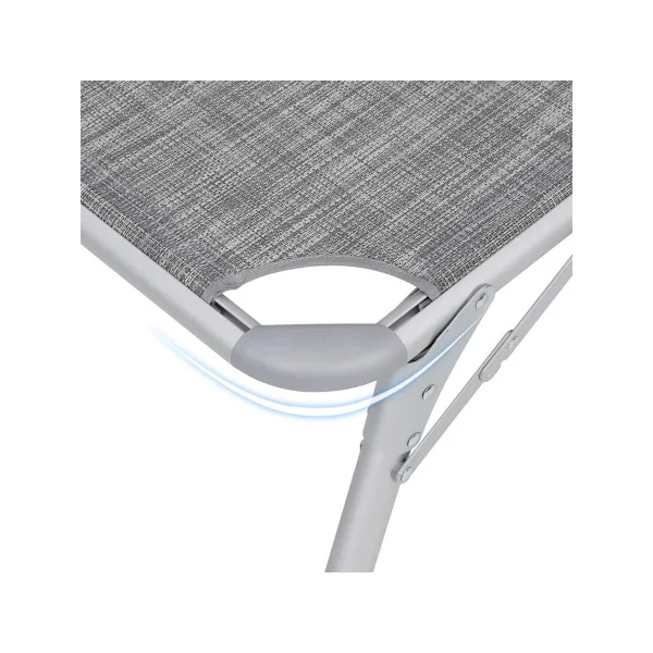 Bain de Soleil Transat de Relaxation Chaise Longue Gris Chiné avec Parasol