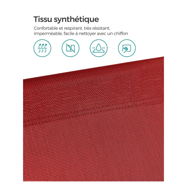 Bain de Soleil Transat de Relaxation Chaise Longue Rouge avec Parasol